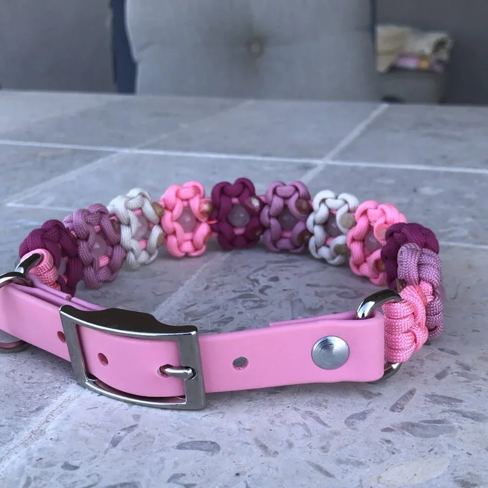 Pink Flower Dog Collar ~ Adjustable 15
